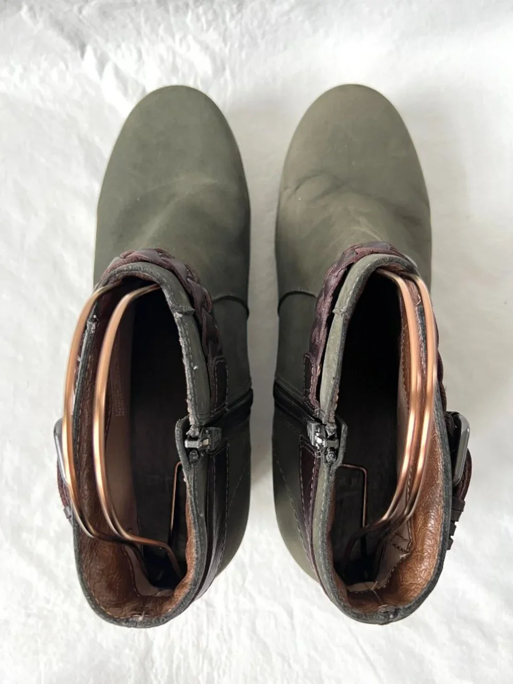 Dansko boots olive green brown leather Michelle EU 42 11.5 12 short ankle clog